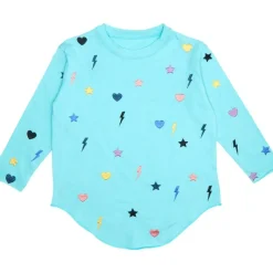 EMBROIDERED STARS & BOLTS LONG SLEEVE TSHIRT