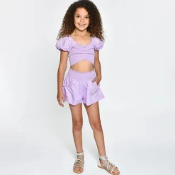 ENZO PUFF SLEEVE CROP TOP AND SHORTS SET