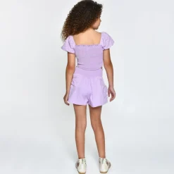 ENZO PUFF SLEEVE CROP TOP AND SHORTS SET