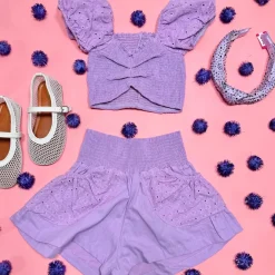 ENZO PUFF SLEEVE CROP TOP AND SHORTS SET