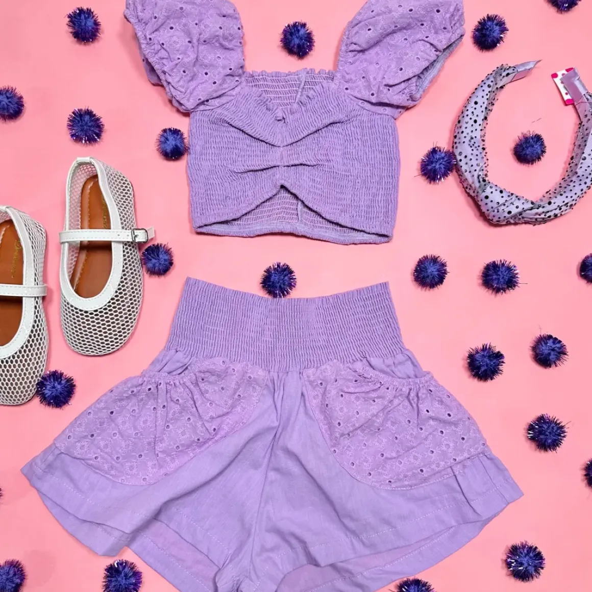 ENZO PUFF SLEEVE CROP TOP AND SHORTS SET