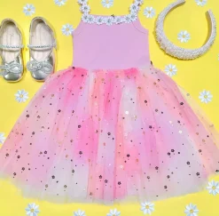 FLOWER LACE SHIMMERY STARS TUTU DRESS