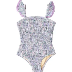 FLOWER POWER SMOCKED ONE PIECE SWIMSUIT