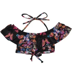 FLY AWAY BUTTERFLY RUFFLE CROP TOP
