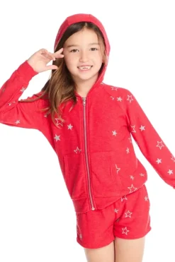 GLITTER STARS ZIP UP HOODIE