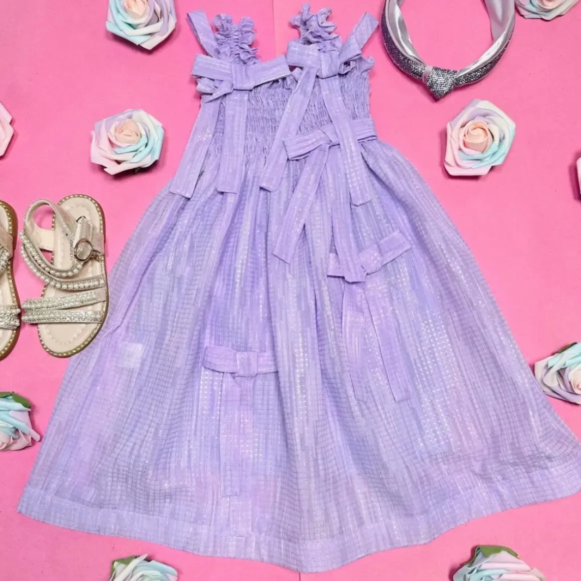 GLORIA SHIMMER RIBBON DRESS