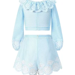 HARLEY EMBROIDERED STRIP TOP AND SKIRT SET