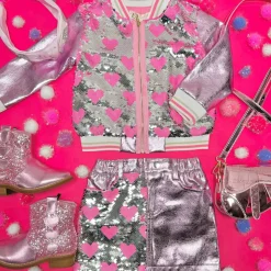 HEART SEQUIN METALLIC SKIRT