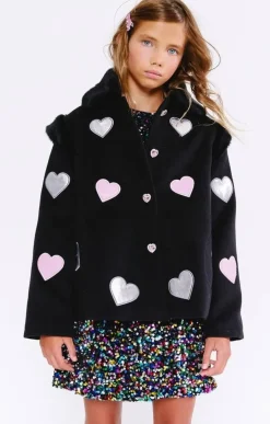 HEARTS PATCH FUR TRIM JACKET