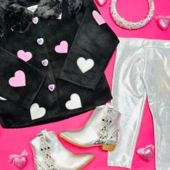 HEARTS PATCH FUR TRIM JACKET