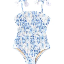 HIBISCUS ROSE SMOCKED ONE PIECE SWIMSUIT