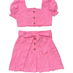 HOLLY EYELET OFF THE SHOULDER TOP AND PAULINE SKIRT SET