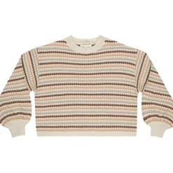 HONEYCOMB STRIPE BOXY CROP SWEATER