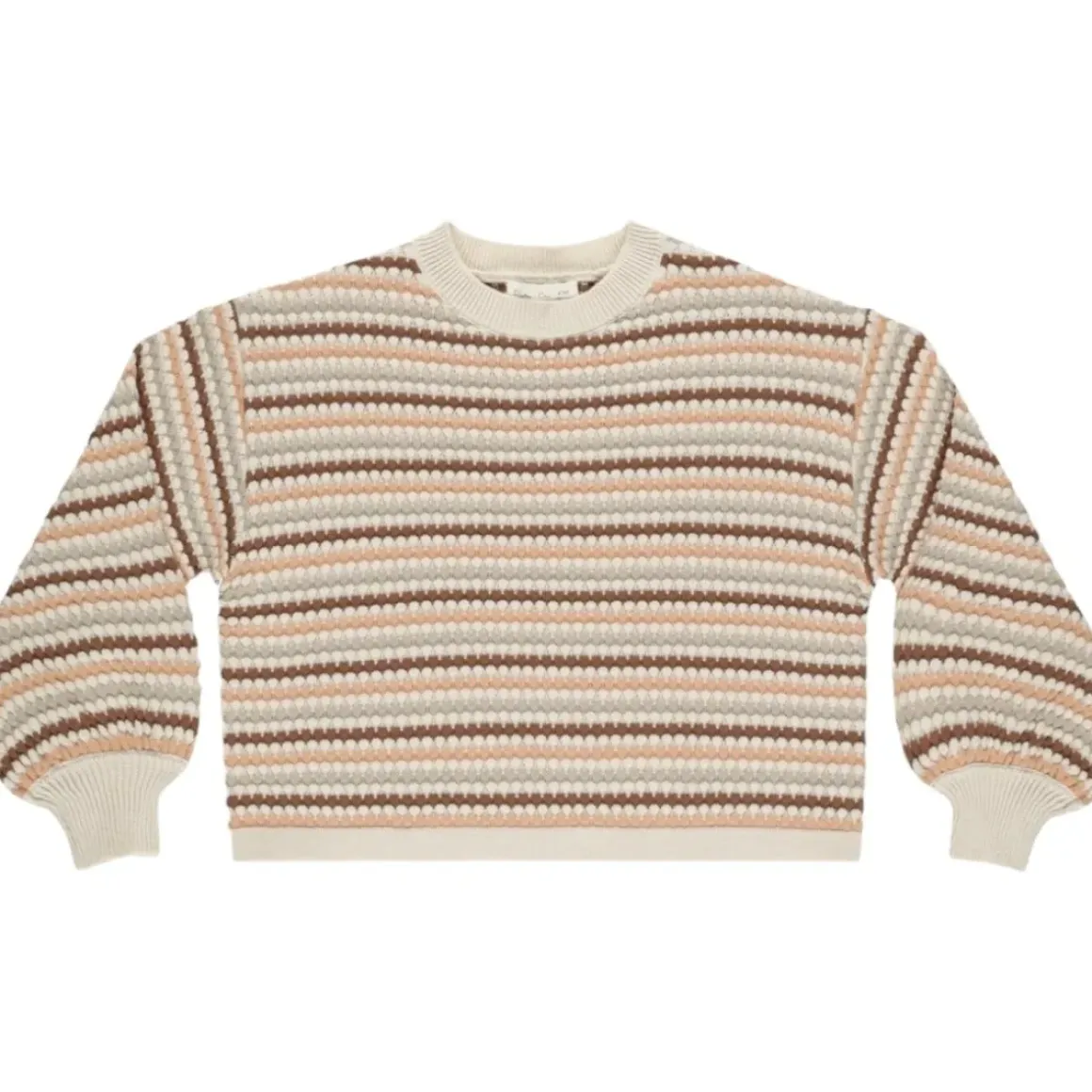 HONEYCOMB STRIPE BOXY CROP SWEATER