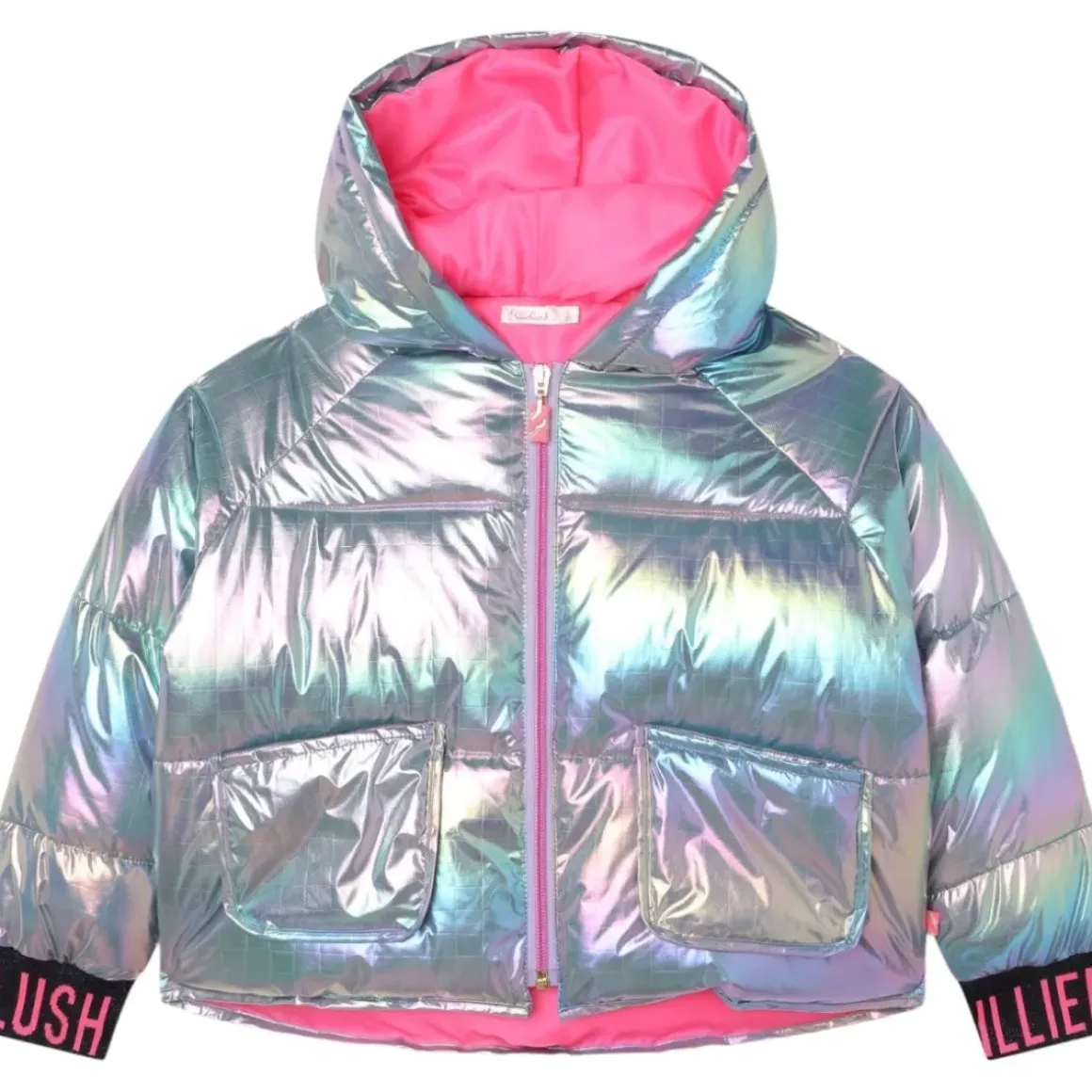 IRIDESCENT HOODED PUFFER JACKET