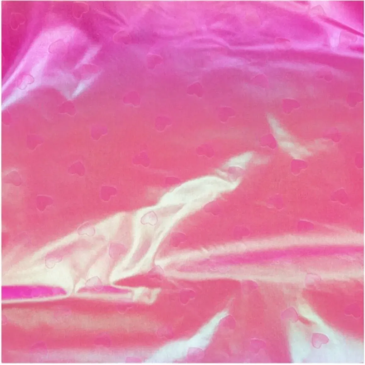 IRIDESCENT MINI HEARTS HOODED PUFFER JACKET