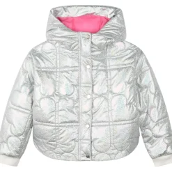 IRIDESCENT QUILTED HEARTS PUFFER JACKET