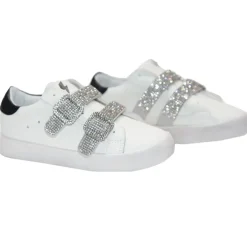 JACKIE CRYSTAL VELCRO BUCKLE SNEAKERS