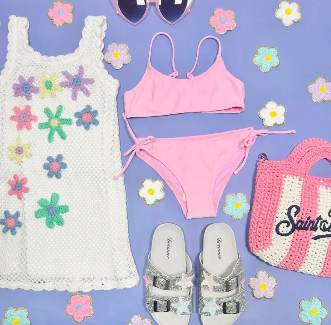 JAIDEN HEART EMBOSSED TWO PIECE SWIMSUIT