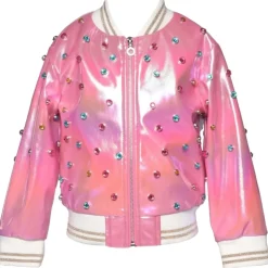 JEWELED LOVE FAUX LEATHER JACKET