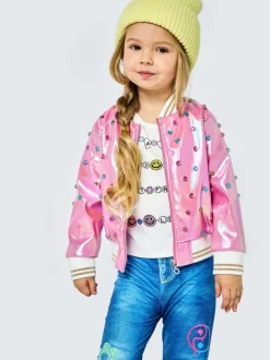 JEWELED LOVE FAUX LEATHER JACKET