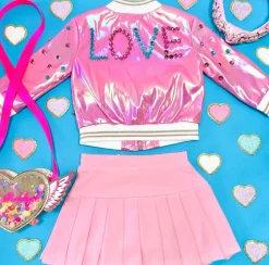 JEWELED LOVE FAUX LEATHER JACKET