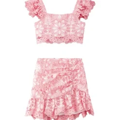 KIERA EMBROIDERED CROP TOP AND SKIRT SET