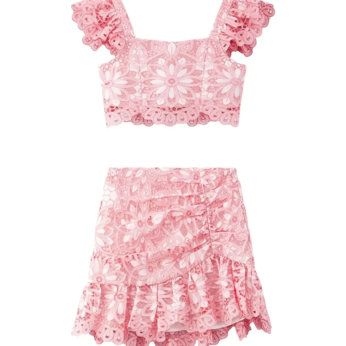 KIERA EMBROIDERED CROP TOP AND SKIRT SET