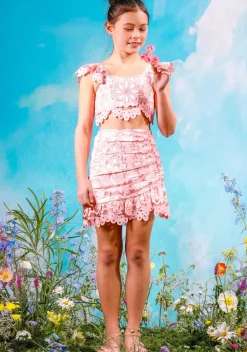 KIERA EMBROIDERED CROP TOP AND SKIRT SET