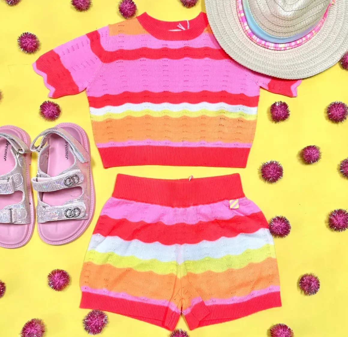 KNIT STRIPE SHORTS