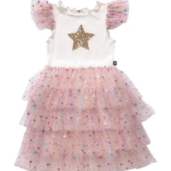 LEAH LAYERED METALLIC STARS TUTU DRESS