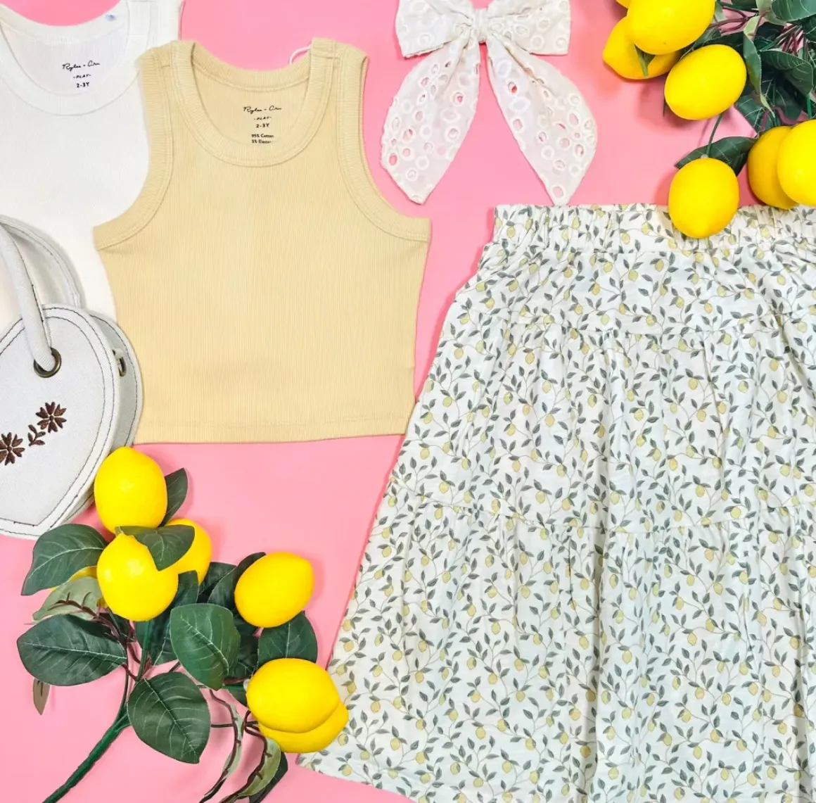 LEMONS TIERED MIDI SKIRT