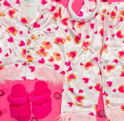 LEV HEART SILK BUTTON DOWN AND PANTS SET