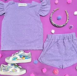 LEXI CRYSTAL RUFFLE TOP AND SHORTS SET