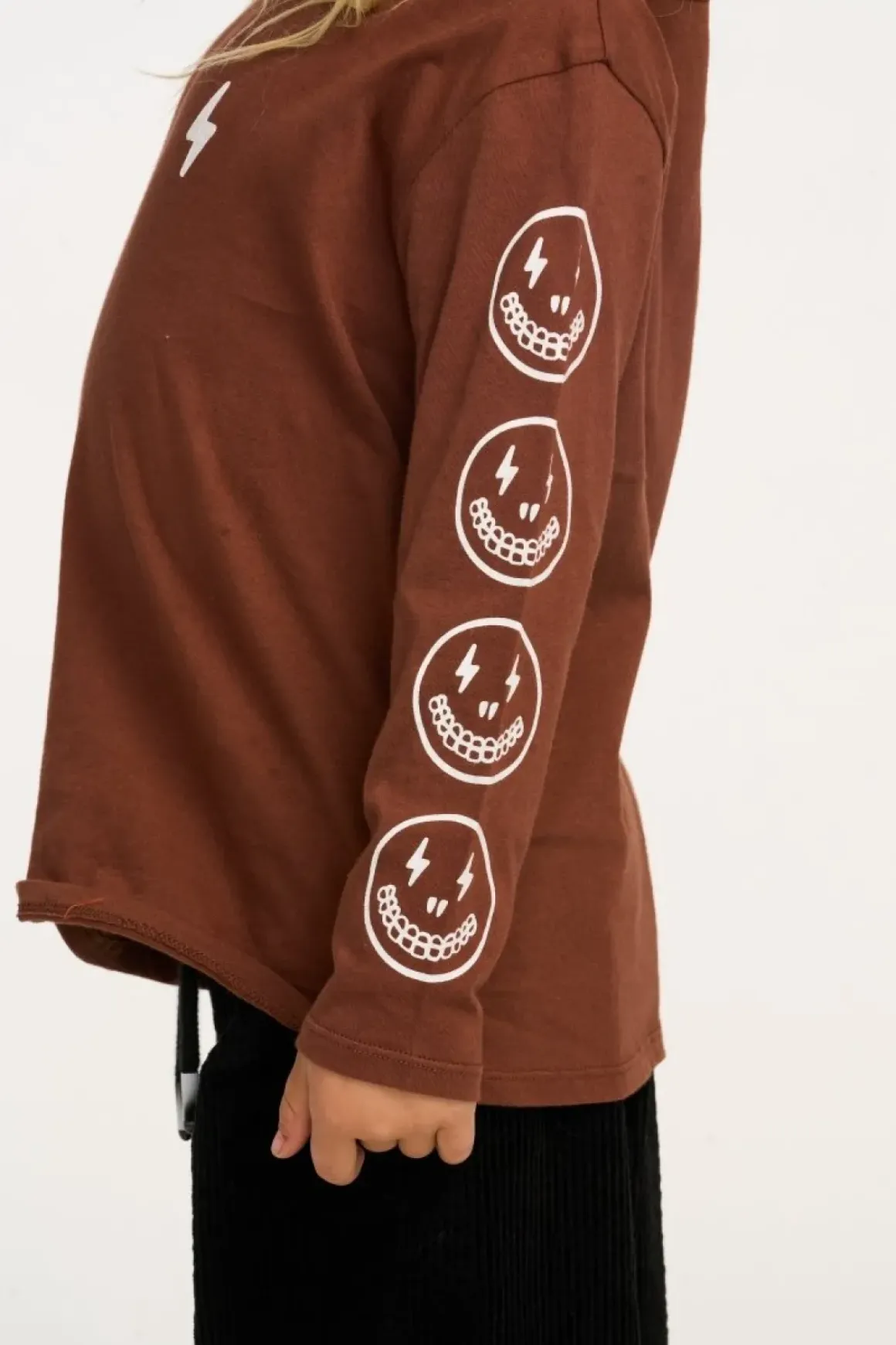 LIGHTNING SMILEY FACE LONG SLEEVE TSHIRT