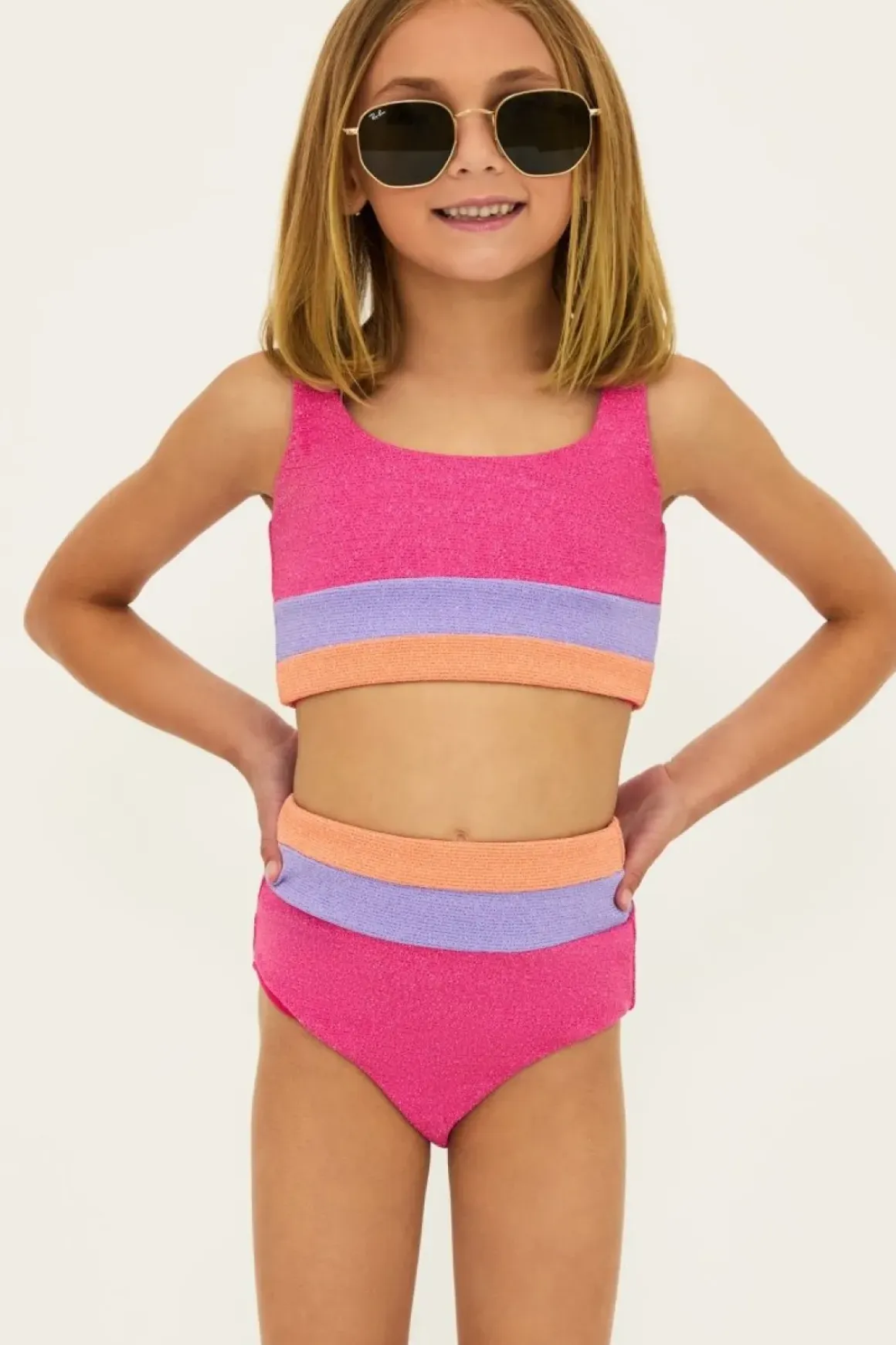 LIL MACKENZIE HEIDI COLOR BLOCK TWO PIECE BIKINI