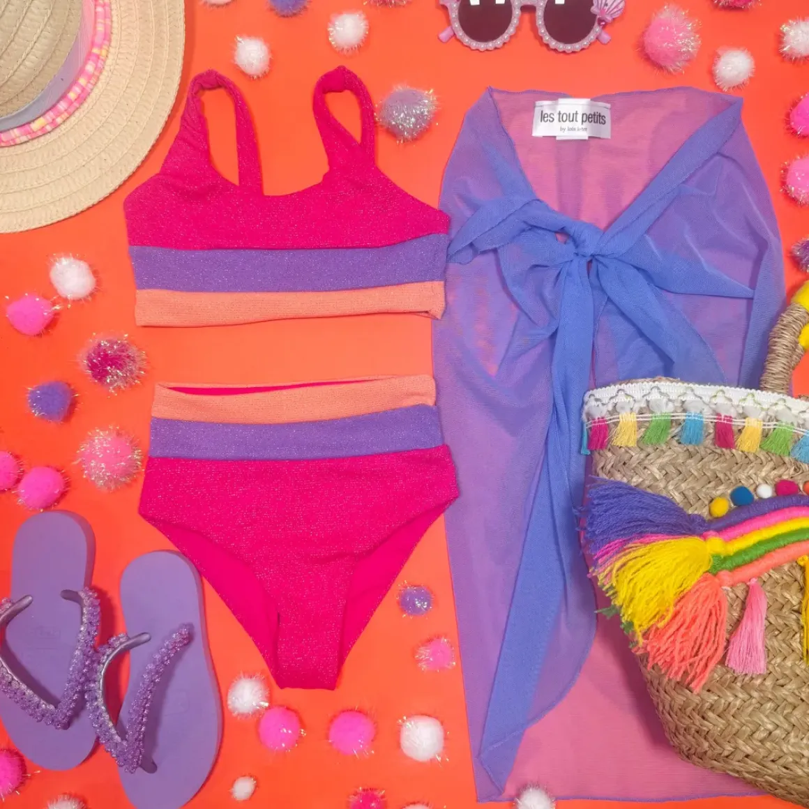 LIL MACKENZIE HEIDI COLOR BLOCK TWO PIECE BIKINI