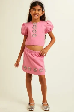MANHATTAN  HEARTS PUFF SLEEVE TOP AND SKIRT SET
