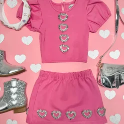 MANHATTAN  HEARTS PUFF SLEEVE TOP AND SKIRT SET
