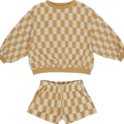 MARIGOLD CHECK SUMMER SWEATSHIRT AND SHORTS SET