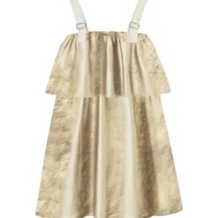 METALLIC BUCKLE RUFFLE DRESS