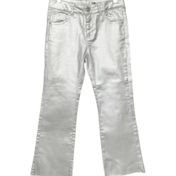 METALLIC DENIM PANTS
