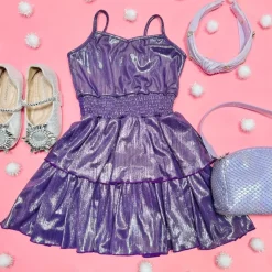 METALLIC PLEATED TANK DRESS