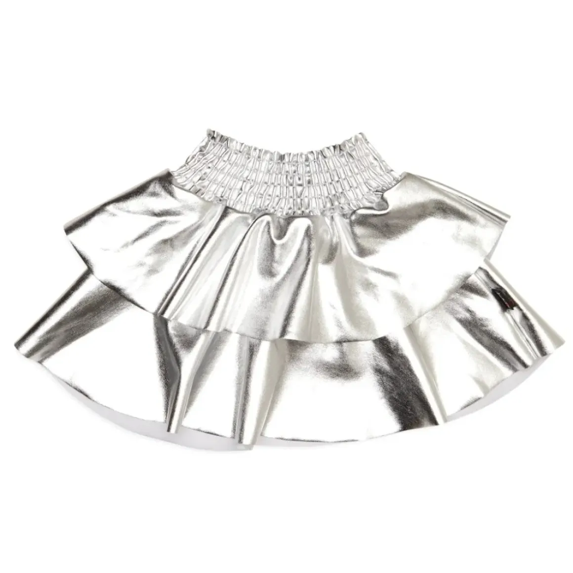 METALLIC PLEATHER TIERED SKIRT
