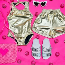 METALLIC RUNNING SHORTS