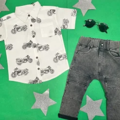 MOTORCYCLE BUTTON DOWN TOP