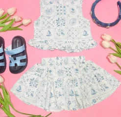 OCEANSIDE TILE TANK TOP AND SKIRT SET