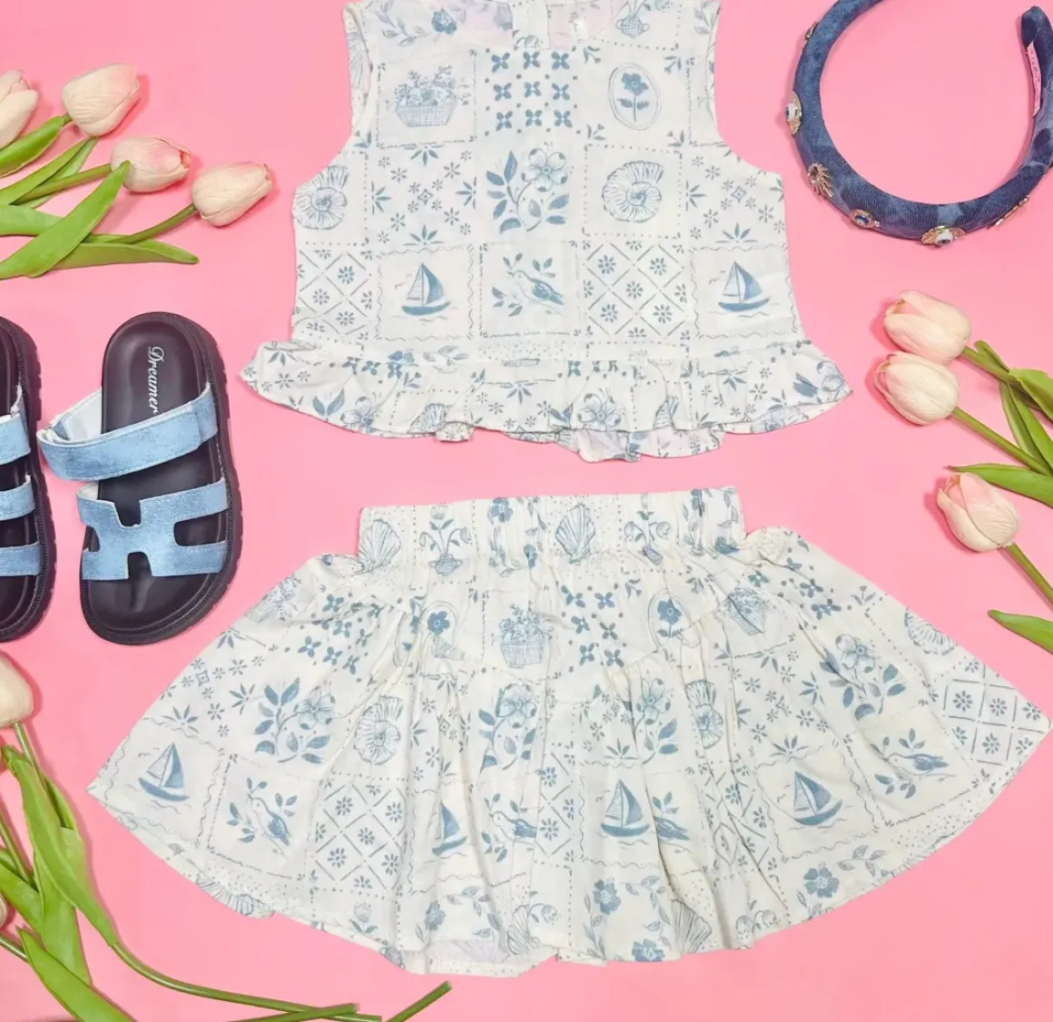 OCEANSIDE TILE TANK TOP AND SKIRT SET