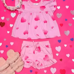 OMBRÉ HEART RUFFLE TSHIRT