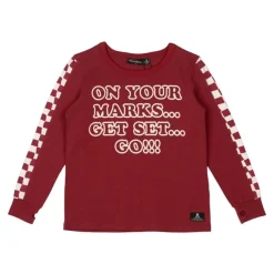 ON YOUR MARKS CHECKERED LONG SLEEVE TSHIRT